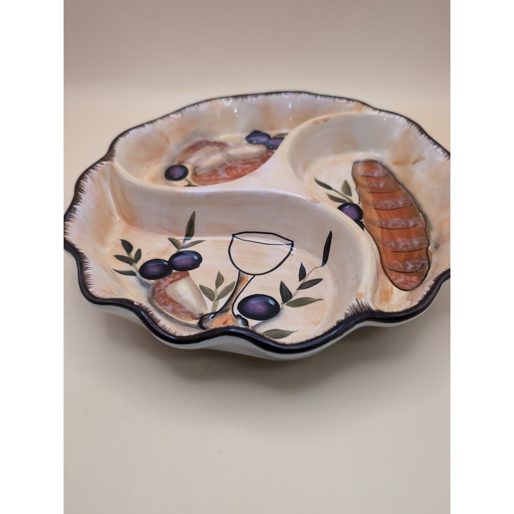 VINTAGE DIVIDED 3 SECTION SERVING DISH 10'' - Picture 2 of 7